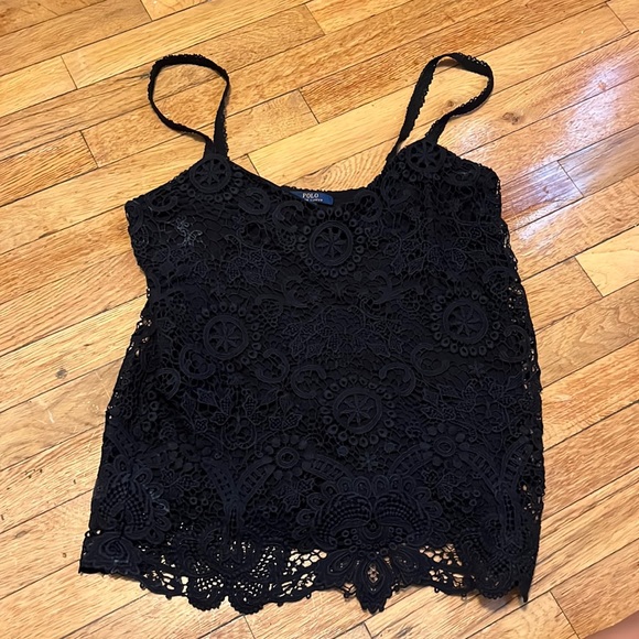 Polo Ralph Lauren black lace crochet tank - Picture 1 of 2